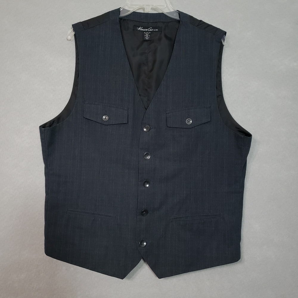 Kenneth Cole XL Vest Charcoal Gray Button Up Dark Academia Steampunk Goth Layer